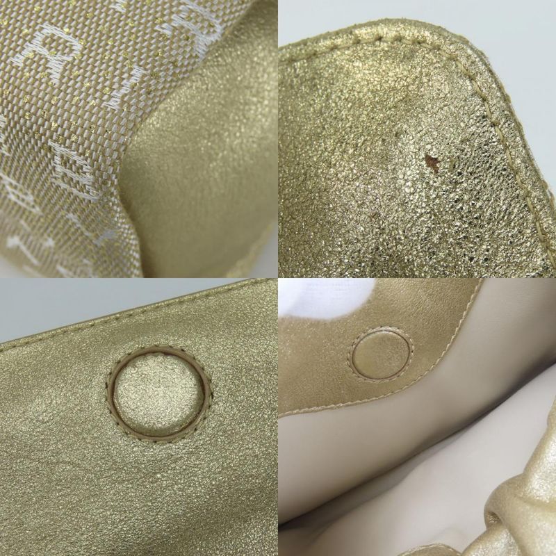 Bvlgari Handbag Logomania Canvas Leather Gold Beige White Mini Bag Casual For