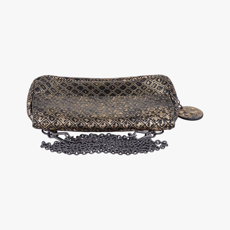 Bottega Veneta Intrecciomirage Butterfly Charm Black And Gold Leather B00957186b