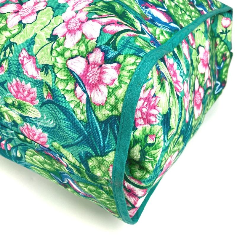 Hermes Shoulder Bag FROG Floral Flower Cotton Green