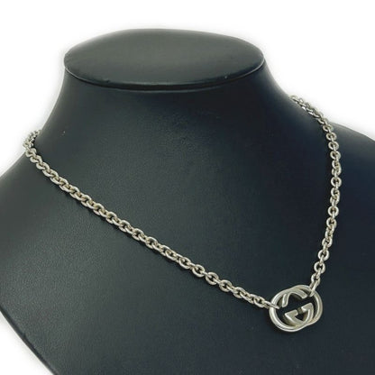 Gucci Silver Interlocking G Necklace 27.7g 925 Engraved 366825 Necklace