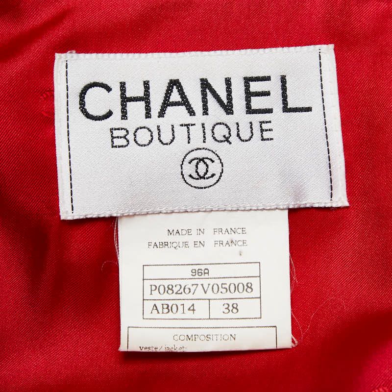 Chanel Coco Mark Button Jacket Double Size: 38 P08267v05008 Red Cashmere