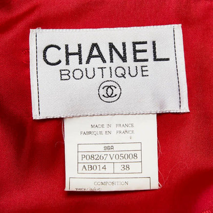 Chanel Coco Mark Button Jacket Double Size: 38 P08267v05008 Red Cashmere