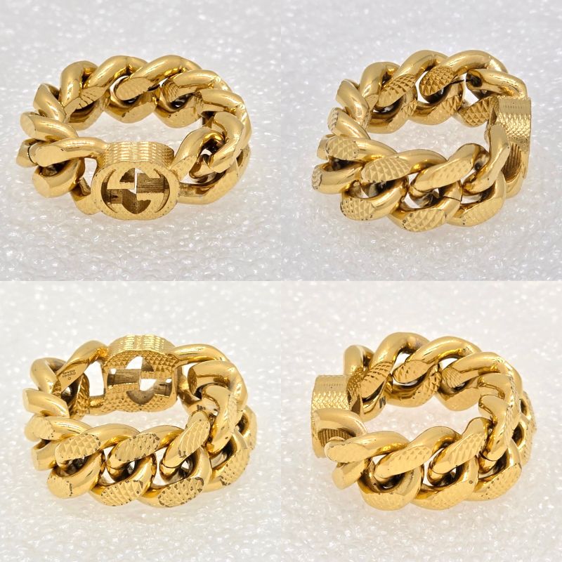 Gucci Interlocking G Golmet Chain Ring M Approx 15 Gold Finish Metal Made In