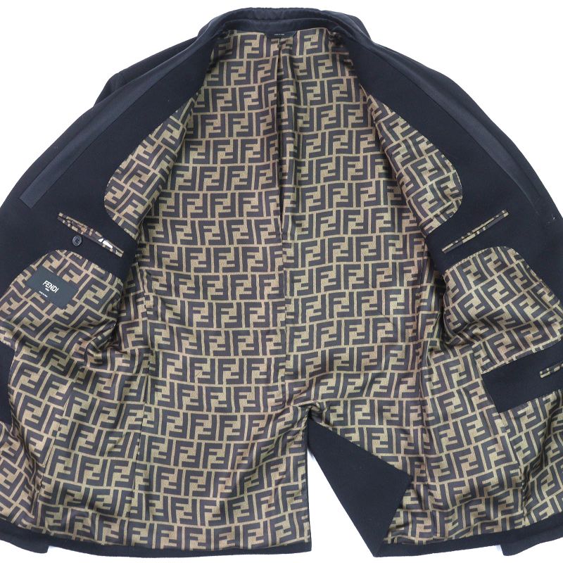 Fendi 2019 Fj0562 100% Cashmere Lining FF Logo And Zucca Pattern Logo Buttons