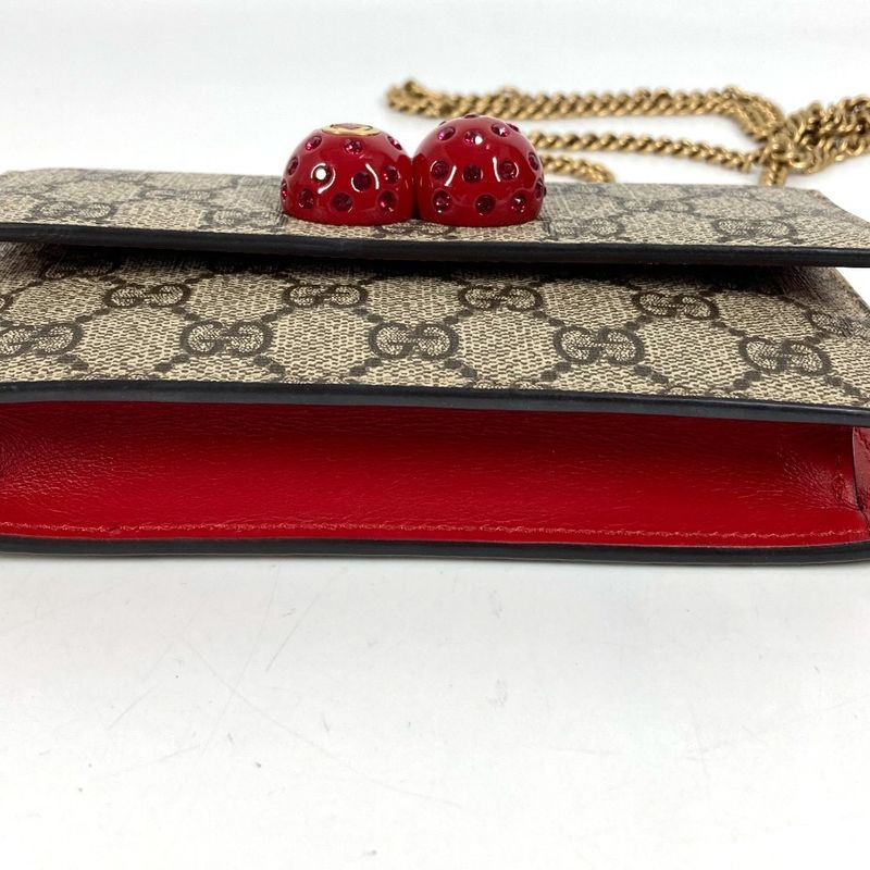 Gucci Shoulder Bag GG Cherry Cacrambo Rhinestone Logo 481291 GG Supreme Canvas