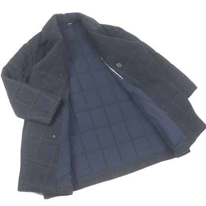Hermes 23AW Cashmere Blend Windowpane Padded Double Breasted Coat Patted Coat