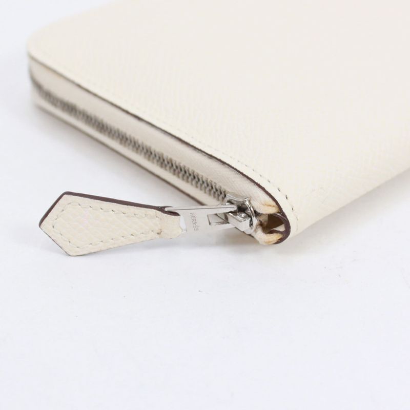 Hermes Azap Long Classic Machete Vaux Epson Off White Wallet Silver