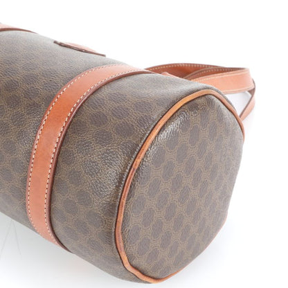 Vintage Celine Macadam Triomphe Leather Handbag Mini Boston Brown Tote Women's