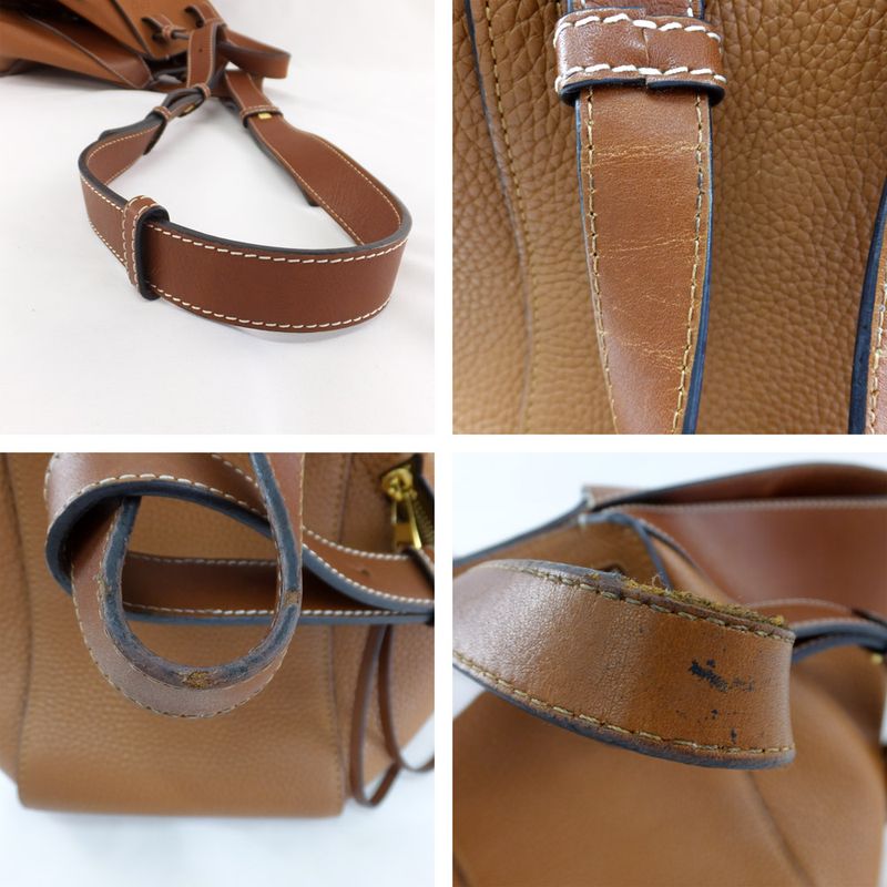 Loewe Hammock Small Handbag Shoulder - 2WAY Leather Brown Gold