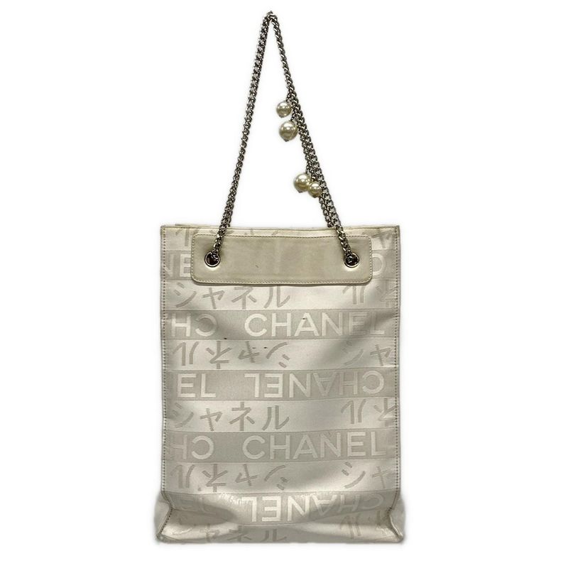 Chanel Tote Bag Ephemera Line White×silver Leather