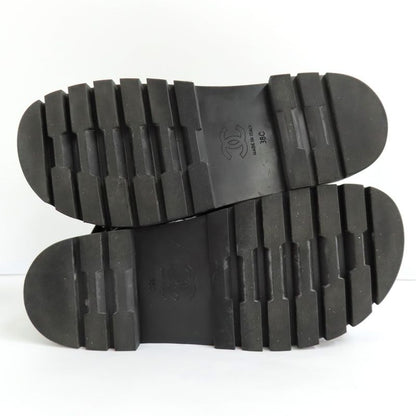Chanel Sandals 23K G45291 Boa Rhinestone Coco Mark 38 Black Leather