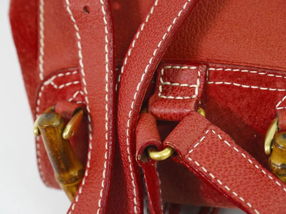 Authentic Gucci Bamboo Backpack Sac Backpack Suede Leather Red Bamboo Bag