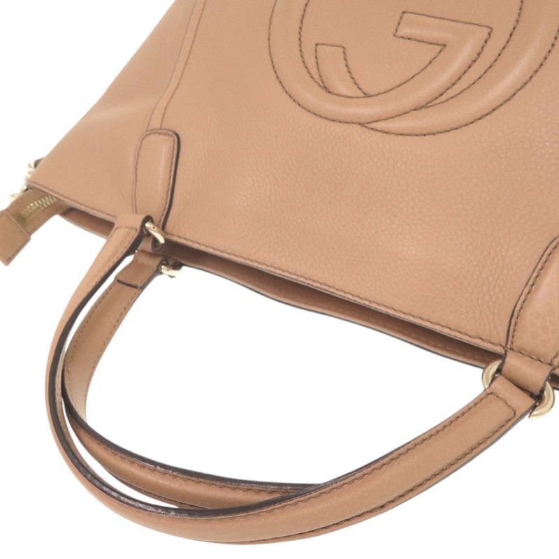 Gucci Soho 369176 Leather Pink Beige 2WAY Handbag Shoulder Bag 0082 Gucci