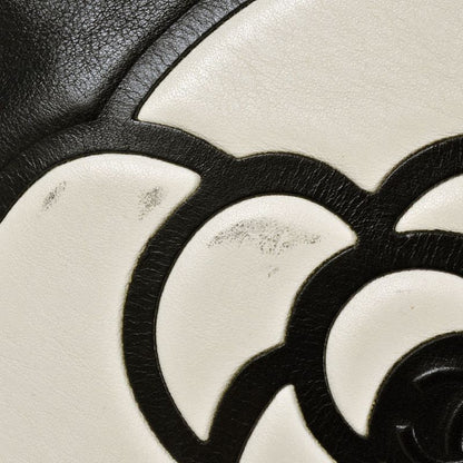 Chanel Camellia Tote Bag Lambskin Black White Logo
