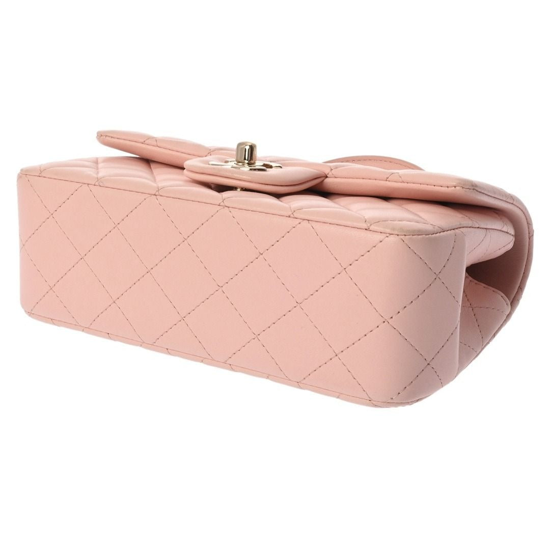 CHANEL Lambskin Quilted Mini Top Handle Rectangular Flap Bag Pink