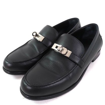 Hermes Destin Leather Silver Hardware Kelly Buckle Loafer Black 35.5 With Box