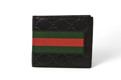 Gucci Wallet Bifold Wallet Gucci Men's Fold Wallet Webline Guccissima Black