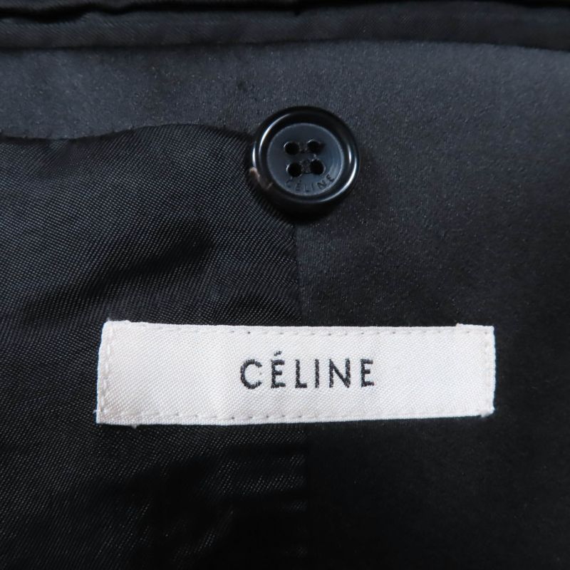 Celine Wool Silk Phoebe Period Crombie Chester Coat Black 34 Made In Italy