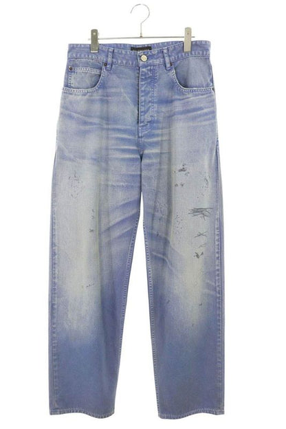 Balenciaga 786468 Tqw53 Graphic Washed Denim Pants Men's XS