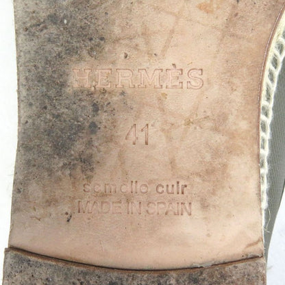 Hermes Trip Leather H Logo Motif Espadrille Moccasin Loafers Khaki 41 Storage