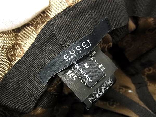 Gucci GG Pattern 68% Polyester X 30% Cotton Bucket Hat Hat Size M Brown