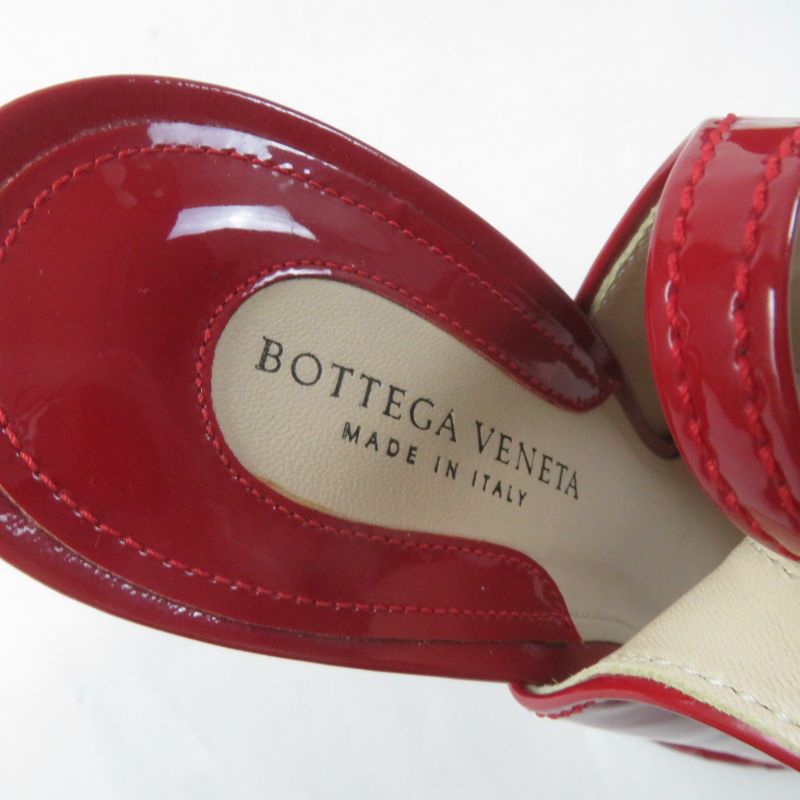 Bottega Veneta Intrecciato Ankle Strap Almond Toe Patent Leather