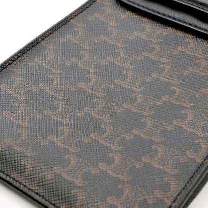 Celine Mobile Smartphone Accessories Leather Canvas Black Triomphe Logo Phone