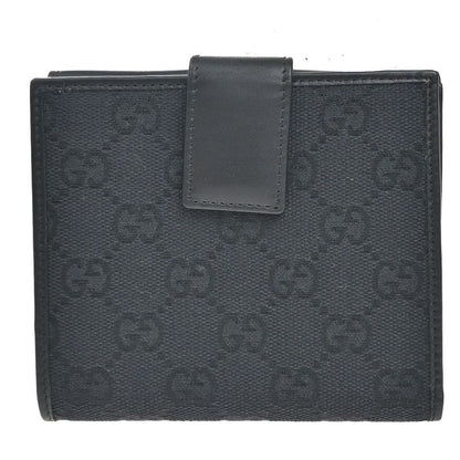 Gucci Wallet GG Bifold Wallet Black Canvas Leather 35ka628
