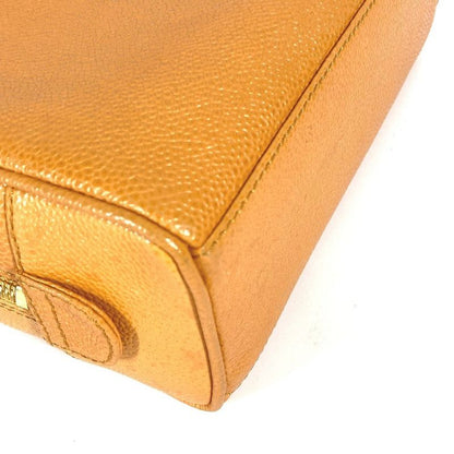 Chanel Pouch CC Coco Mark Logo Caviar Skin Yellowish