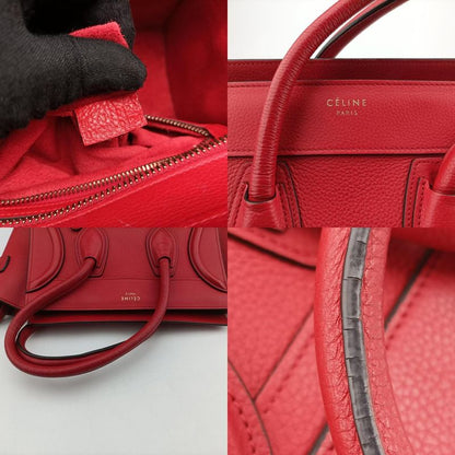 Celine Luggage Micro Shopper Red Leather U-at-0124 U-cu-0124