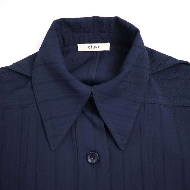 Celine by Phoebe Philo 17aw Short Sleeve Belted Jacquard Dress 2 6ai7 196b Blue