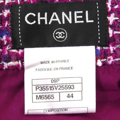 CHANEL 09P P35515 Coco Mark Plate Cotton Tweed Tight Skirt Purple 44 Made In