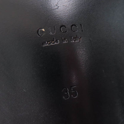 Gucci 700036 Logo Metal Leather Loafer Brown Gold Hardware 35 With Box And
