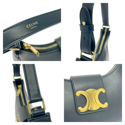 Celine Leather Triomphe Ava Shoulder Bag Black 456032 Shoulder Bag