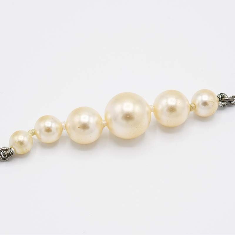Chanel Pearl Necklace Coco Mark A14 Silver Color Total Weight Approx 11.7g With