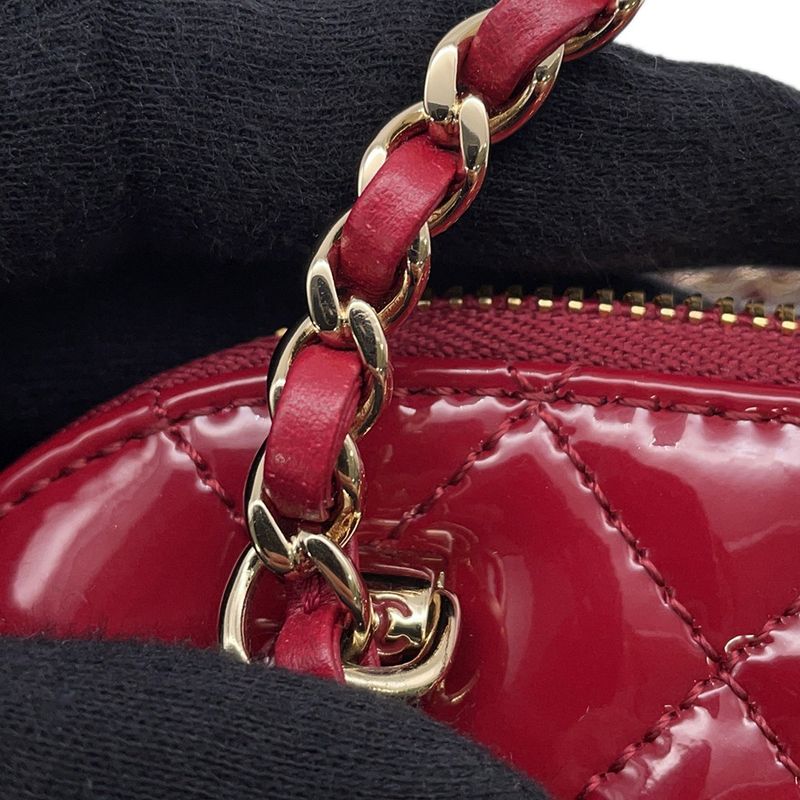 Chanel Chain Shoulder Bag CC Logo Quilted Patent