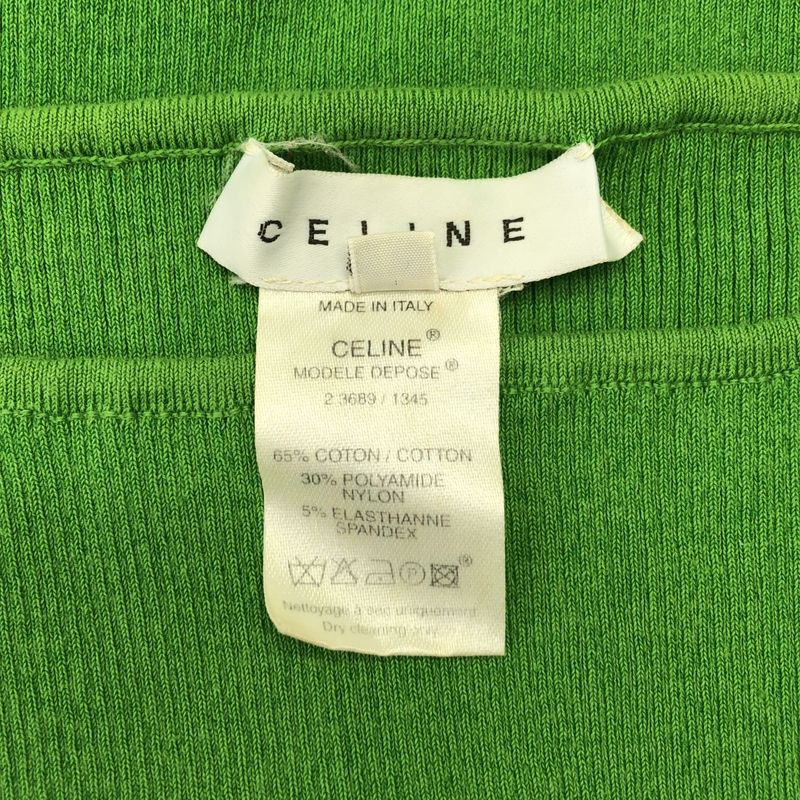 Celine - Cotton Logo Gold Button Knit Top - L - Green - Women's