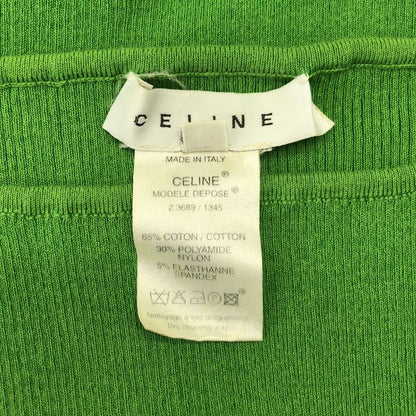 Celine - Cotton Logo Gold Button Knit Top - L - Green - Women's