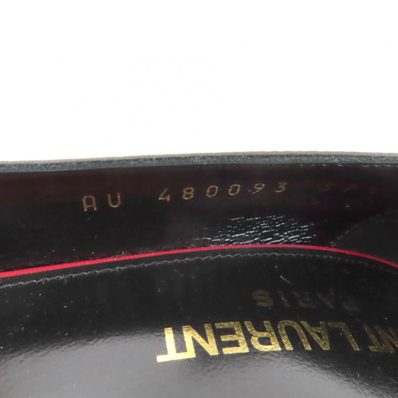 Saint Laurent Paris 480093 Pointed Toe Pin Heel Leather Pumps Black 37.5 Made