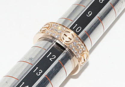 Cartier Ring 18K Pink Gold Full Pavé Diamonds 66P (070ct) Love Ring Width 65mm