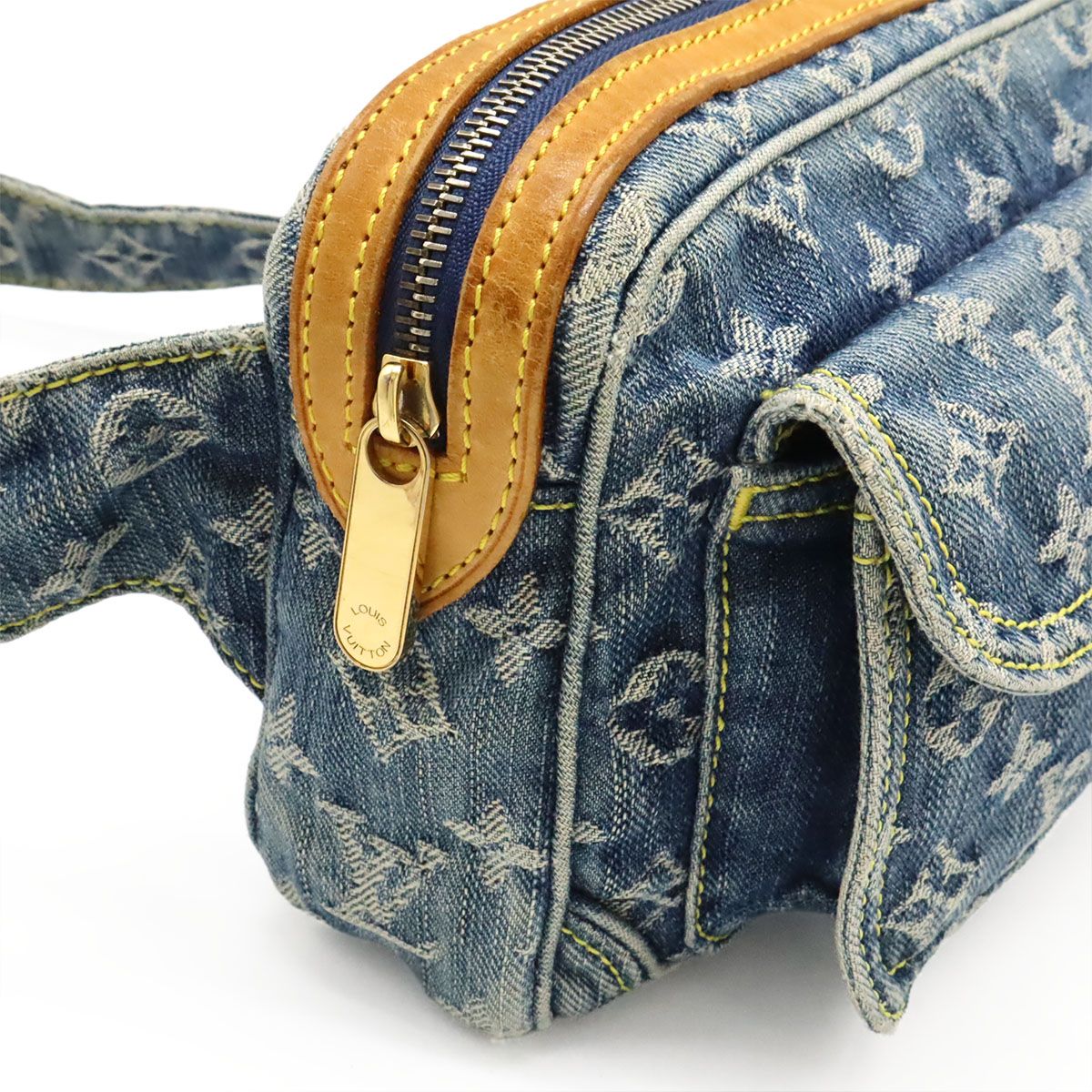Louis Vuitton Monogram Denim Bum Bag Waist Bag Body Bag Shoulder Bag Blue Blue