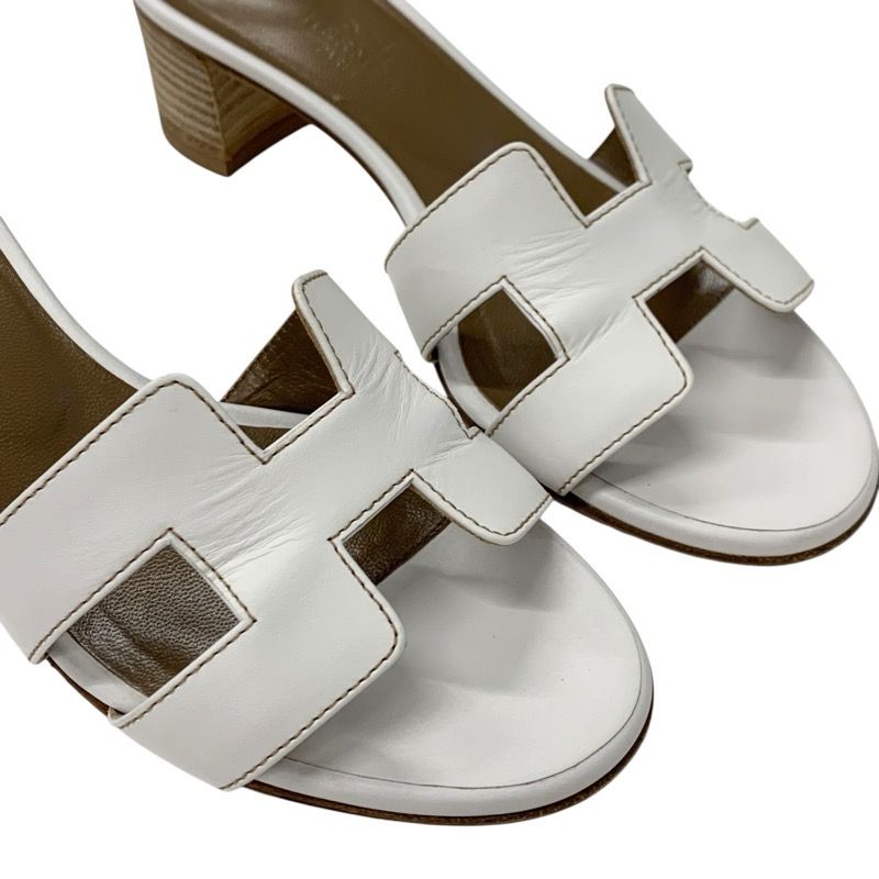 Hermes Oasis Sandals Shoes Leather White Mules