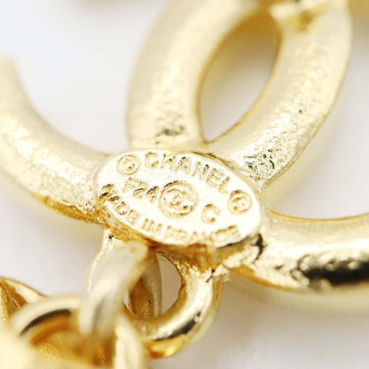 Chanel Roller Skate Earrings F24 COCO Mark Faux Pearl Rhinestone Gold Color