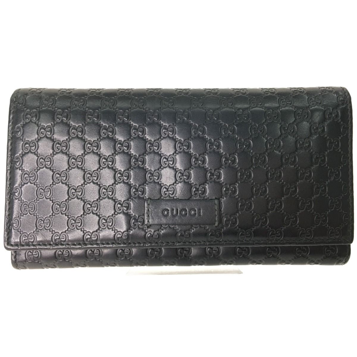 Gucci Men's Long Wallet Micro Gucci Guccissima GG 449396 Black
