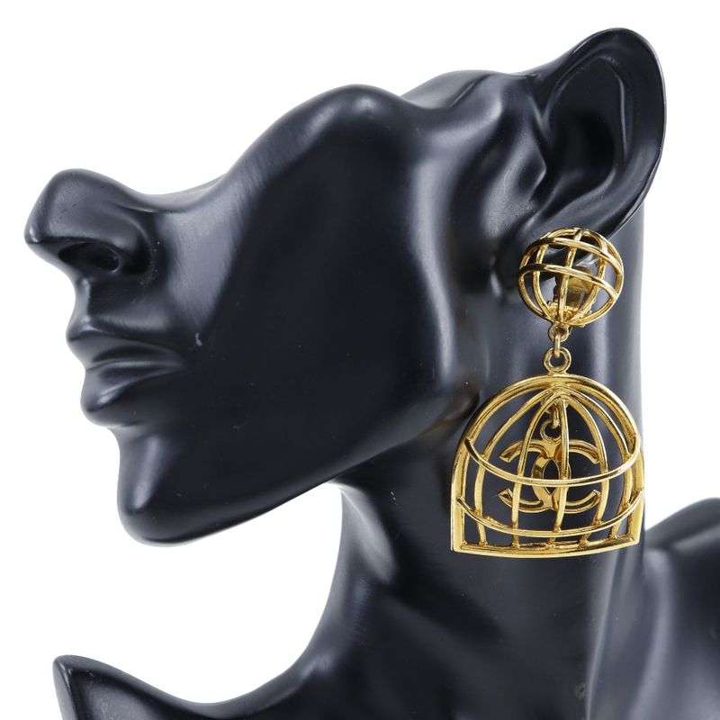 Chanel Birdcage Gold Plated 93P 31.9g Earring