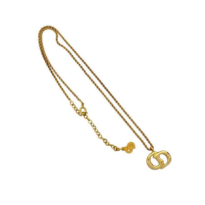 Christian Dior Vintage CD Logo Necklace Pendant Choker Accessory Gold 652-3