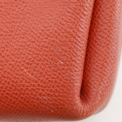 Hermes Vespa Pouch Drawstring Leather Orange □G Ladies Pouch
