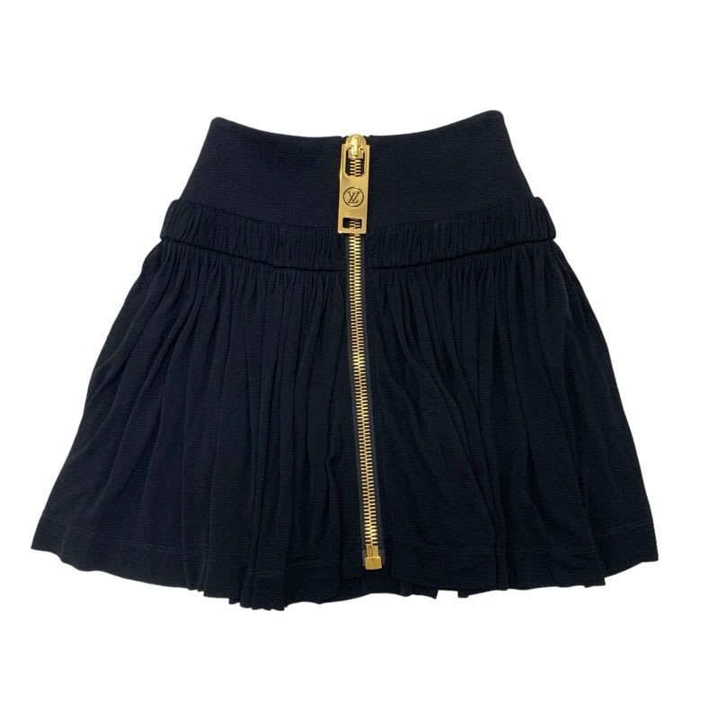 Louis Vuitton Bottoms Black Gold XXL Zipper High Waist Skirt Mini Logo