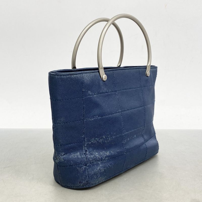 Chanel Handbag Chocobar Nylon Navy Silver Hardware Women