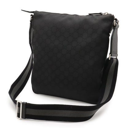 Gucci GG Nylon Shoulder Bag Crossbody Depth None Leather Black Black Gray